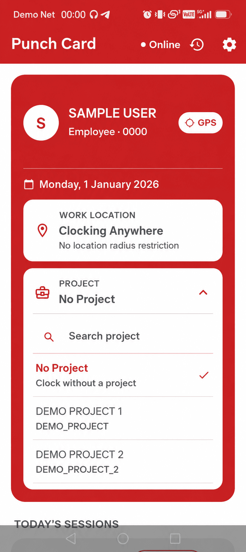 Smart GoGo project selection screen