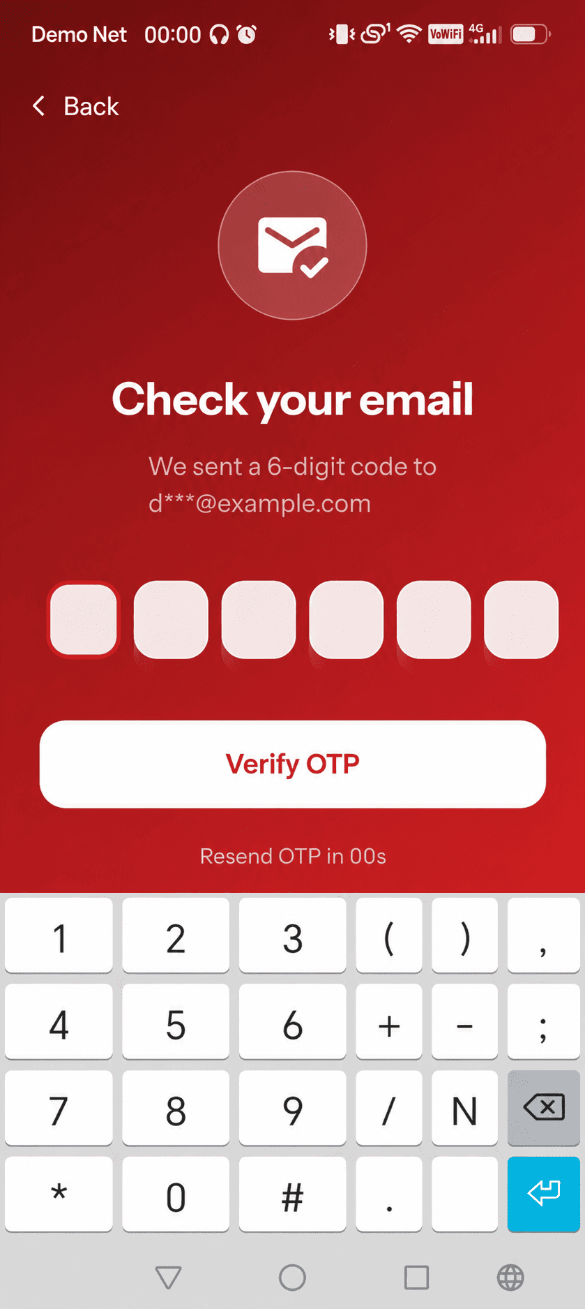 Smart GoGo email otp verification screen